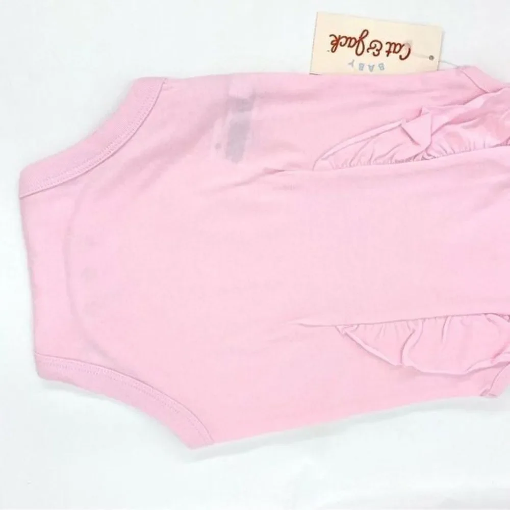 Cat & Jack Pink Ruffle Bodysuit Onsie New 6-9 Months
